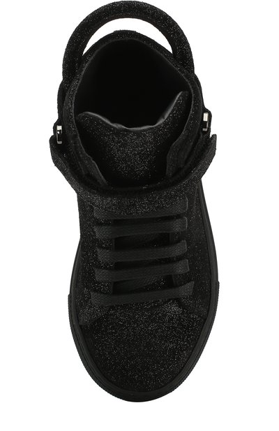 Высокие замшевые кеды на шнуровке с застежками велькро и глиттером BUSCEMI, арт. 118SK100LK990Q, фото 4