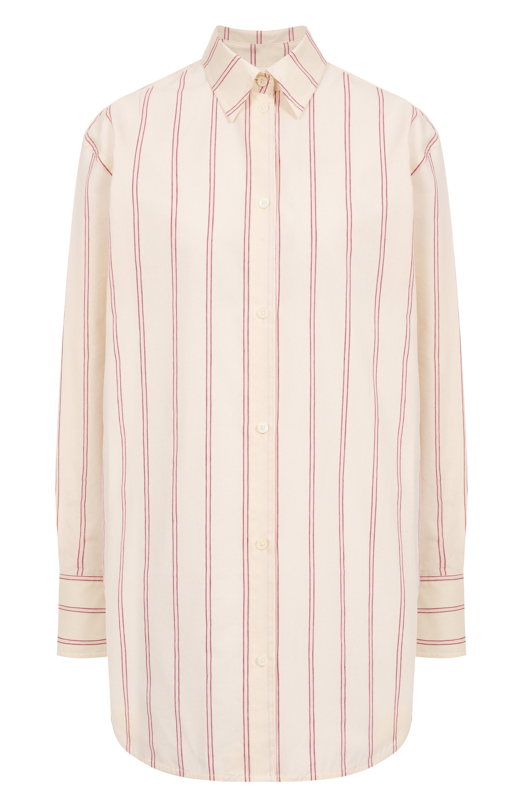 Рубашка из хлопка и шелка TOTEME кремового цвета по цене 59200 руб., арт. 252-WRT1415-FB0388, фото 1 Рубашка из хлопка и шелка TOTEME, арт. 252-WRT1415-FB0388, фото 1