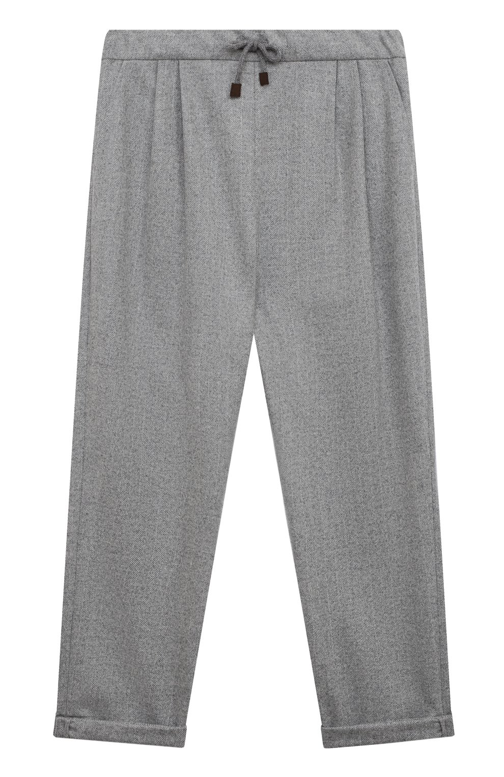 Шерстяные брюки BRUNELLO CUCINELLI серого цвета по цене 60500 руб., арт. BE258P113C, фото 1 Шерстяные брюки BRUNELLO CUCINELLI, арт. BE258P113C, фото 1