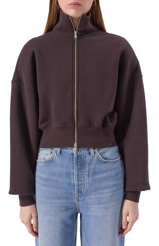 Хлопковая толстовка Agolde A7396 Коричневый  A7396 Фото 3