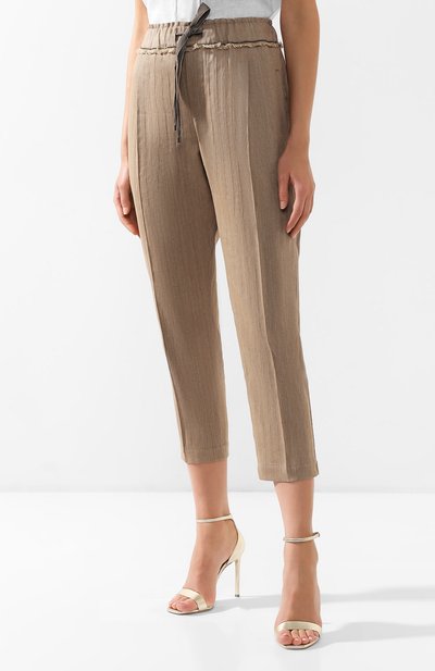 Брюки из хлопка и льна BRUNELLO CUCINELLI бежевого цвета по цене 115000 руб., арт. MF578P6905, фото 3 Брюки из хлопка и льна BRUNELLO CUCINELLI, арт. MF578P6905, фото 3