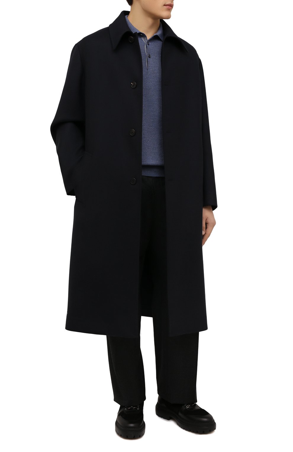 Поло из шерсти и кашемира FIORONI синего цвета по цене 68500 руб., арт. MK23302C1, фото 2 Поло из шерсти и кашемира FIORONI, арт. MK23302C1, фото 2