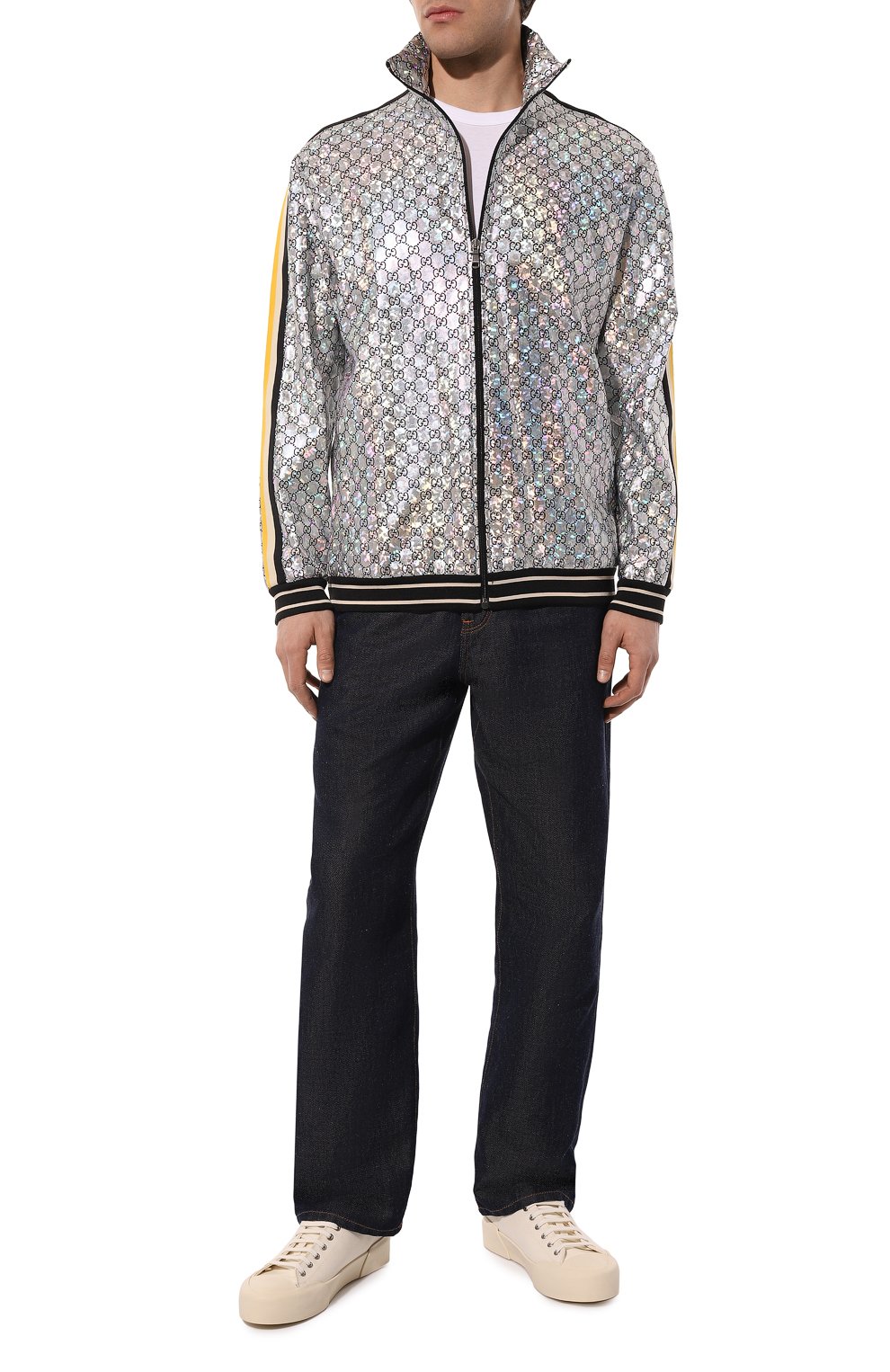 Бомбер GUCCI серебряного цвета по цене 230400 руб., арт. 546898 XJADL, фото 2 Бомбер GUCCI, арт. 546898 XJADL, фото 2
