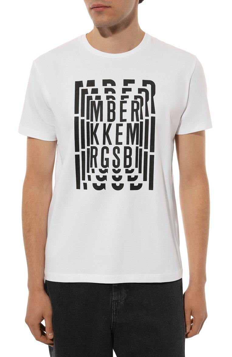 Мужская хлопковая футболка DIRK BIKKEMBERGS белого цвета, арт. BM/T0161 | Фото 3 (Материал сплава: Проставлено; Рукава: Короткие; Длина (для топов): Стандартные; Драгоценные камни: Проставлено; Материал внешний: Хлопок; Стили: Кэжуэл; Принт: С принтом; Мужское Кросс-КТ: Футболка-одежда; Кросс-КТ: Джерси)