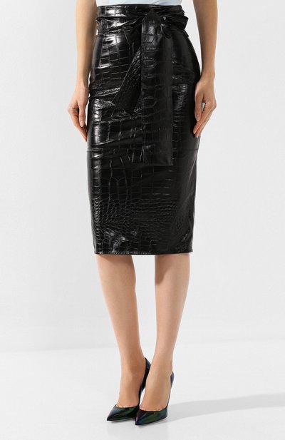 Юбка с поясом MSGM черного цвета по цене 28100 руб., арт. 2742MDD104 195802, фото 3 Юбка с поясом MSGM, арт. 2742MDD104 195802, фото 3