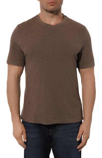 Футболка из хлопка и кашемира CAPOBIANCO коричневого цвета по цене 31250 руб., арт. 17M660.WS00./58, фото 3 Футболка из хлопка и кашемира CAPOBIANCO, арт. 17M660.WS00./58, фото 3