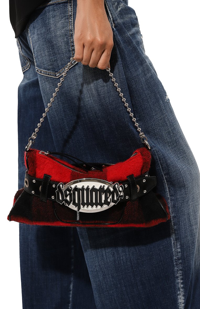 Женская сумка gothic DSQUARED2 красного цвета, арт. SDW0064/01WC0025 | Фото 2 (Размер: medium; Материал: Текстиль, Натуральная кожа)