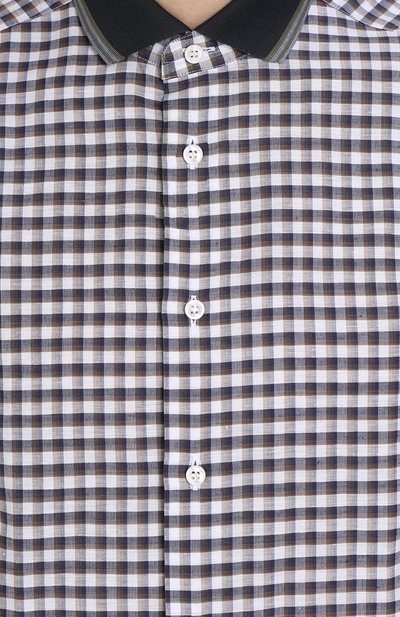 Рубашка в клетку из смеси льна и хлопка BRIONI коричневого цвета по цене 74600 руб., арт. SC31/P6108, фото 5 Рубашка в клетку из смеси льна и хлопка BRIONI, арт. SC31/P6108, фото 5