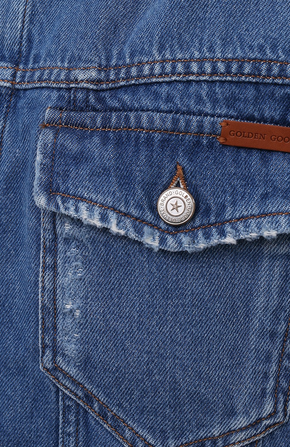 Джинсовая куртка GOLDEN GOOSE DELUXE BRAND голубого цвета по цене 41050 руб., арт. GWP00602.P000328, фото 5 Джинсовая куртка GOLDEN GOOSE DELUXE BRAND, арт. GWP00602.P000328, фото 5