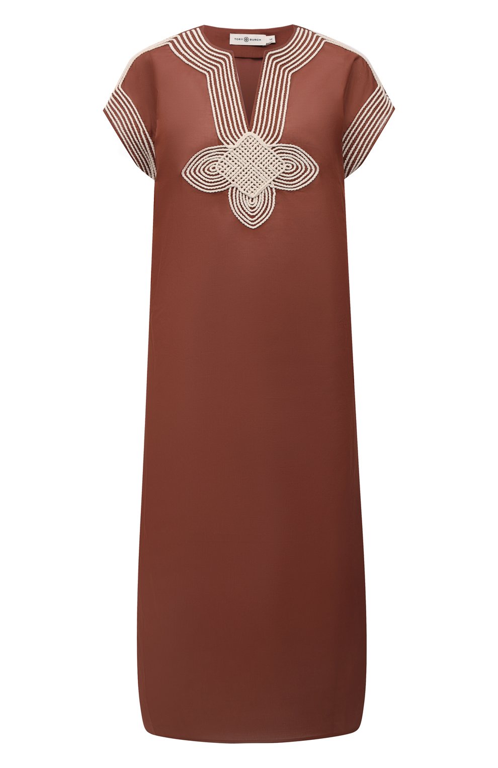 Хлопковая туника TORY BURCH коричневого цвета по цене 53300 руб., арт. 87519, фото 1 Хлопковая туника TORY BURCH, арт. 87519, фото 1
