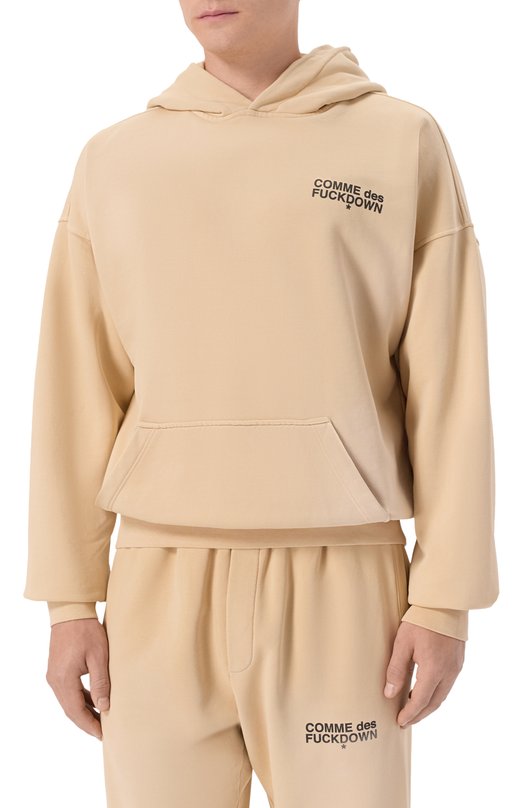 Хлопковое худи Comme des Fuckdown CFABM01740 Бежевый  CFABM01740 Фото 3
