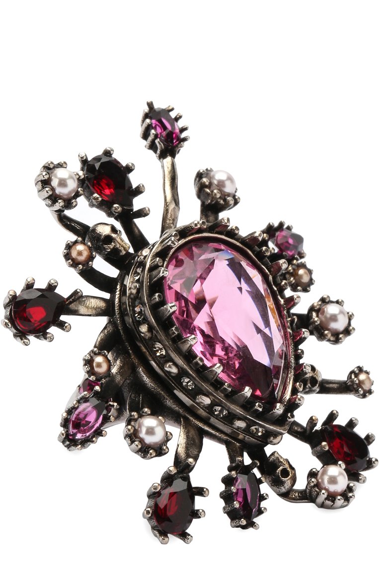 Женское кольцо с отделкой из кристаллов swarovski ALEXANDER MCQUEEN красного цвета, арт. 506956/J160Y | Фото 1 (Статус проверки: Проверена категория; Материал: Металл; Нос: Не проставлено; Региональные ограничения белый список (Axapta Mercury): Не проставлено)