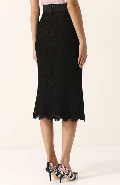 Однотонная кружевная юбка-миди DOLCE & GABBANA, арт. F4A6CT/HLMCL, фото 4