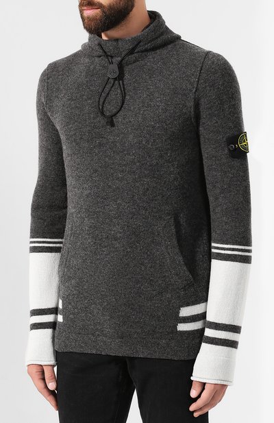 Худи STONE ISLAND темно-серого цвета по цене 26150 руб., арт. 7115547B2, фото 3 Худи STONE ISLAND, арт. 7115547B2, фото 3