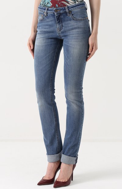 Джинсы прямого кроя с потертостями ROBERTO CAVALLI, арт. FQJ218/DS002, фото 3