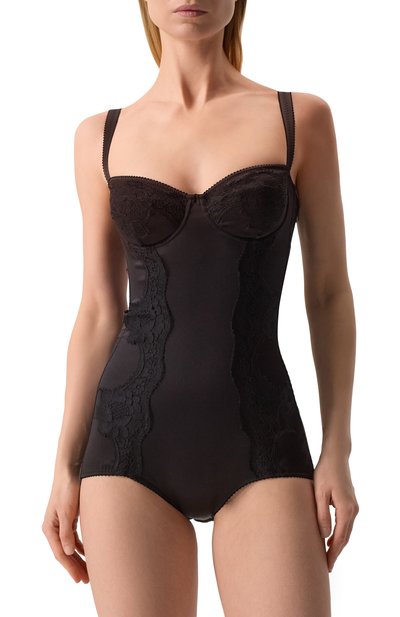 Боди из шелка и хлопка DOLCE & GABBANA черного цвета по цене 139500 руб., арт. 09A05T/0N013, фото 2 Боди из шелка и хлопка DOLCE & GABBANA, арт. 09A05T/0N013, фото 2