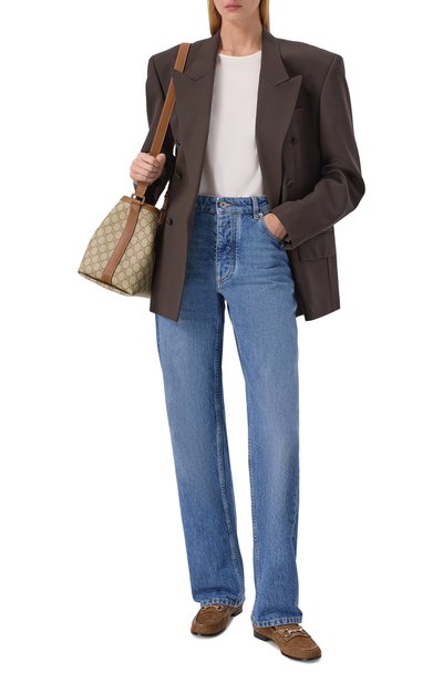 Текстильные лоферы horsebit 1953 GUCCI коричневого цвета по цене 128500 руб., арт. 815526/FAD6S, фото 3 Текстильные лоферы horsebit 1953 GUCCI, арт. 815526/FAD6S, фото 3