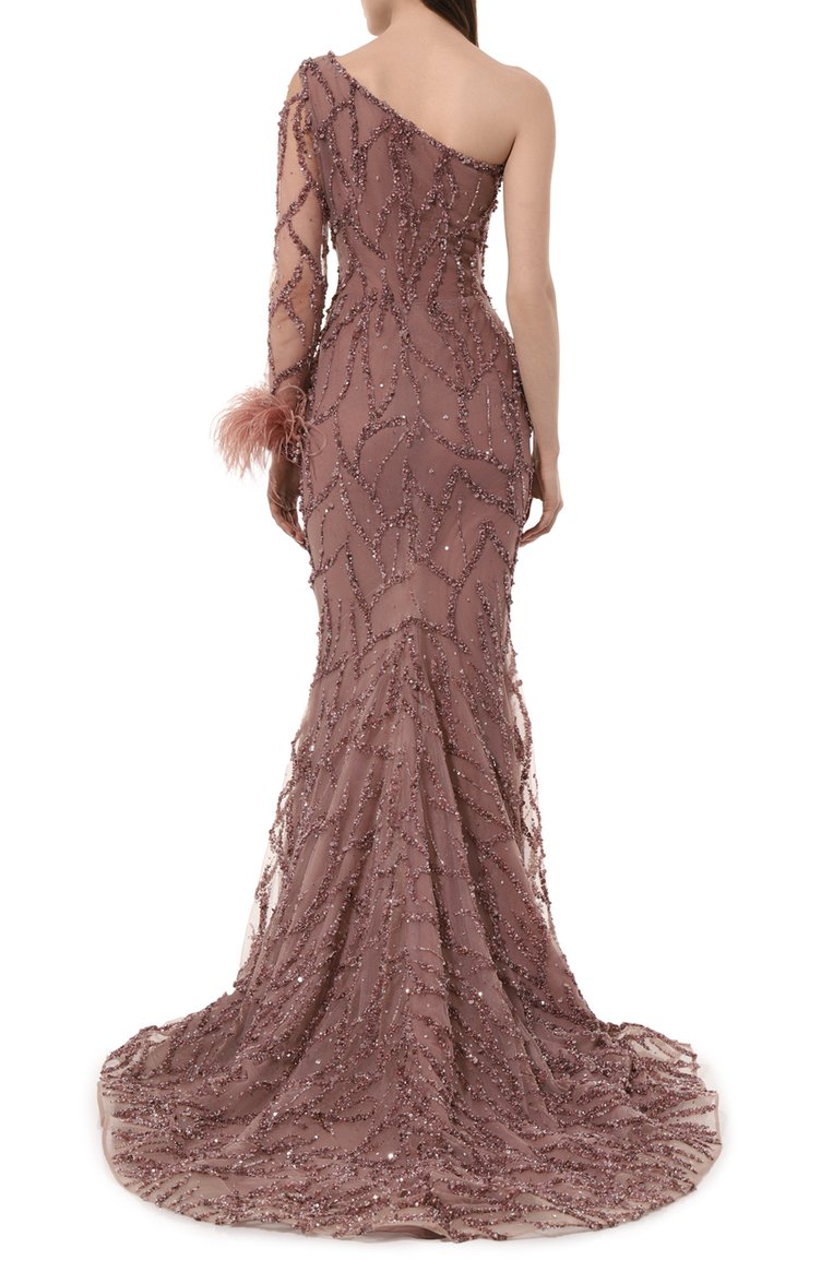 Женское платье SPERANZA COUTURE розового цвета, арт. SC047 | Фото 4 (Материал подклада: Синтетический материал; Рукава: Длинные; Длина Ж (юбки, платья, шорты): Макси; Материал внешний: Синтетический материал; Стили: Романтичный; Женское Кросс-КТ: Платье-одежда; Случай: Вечерний)