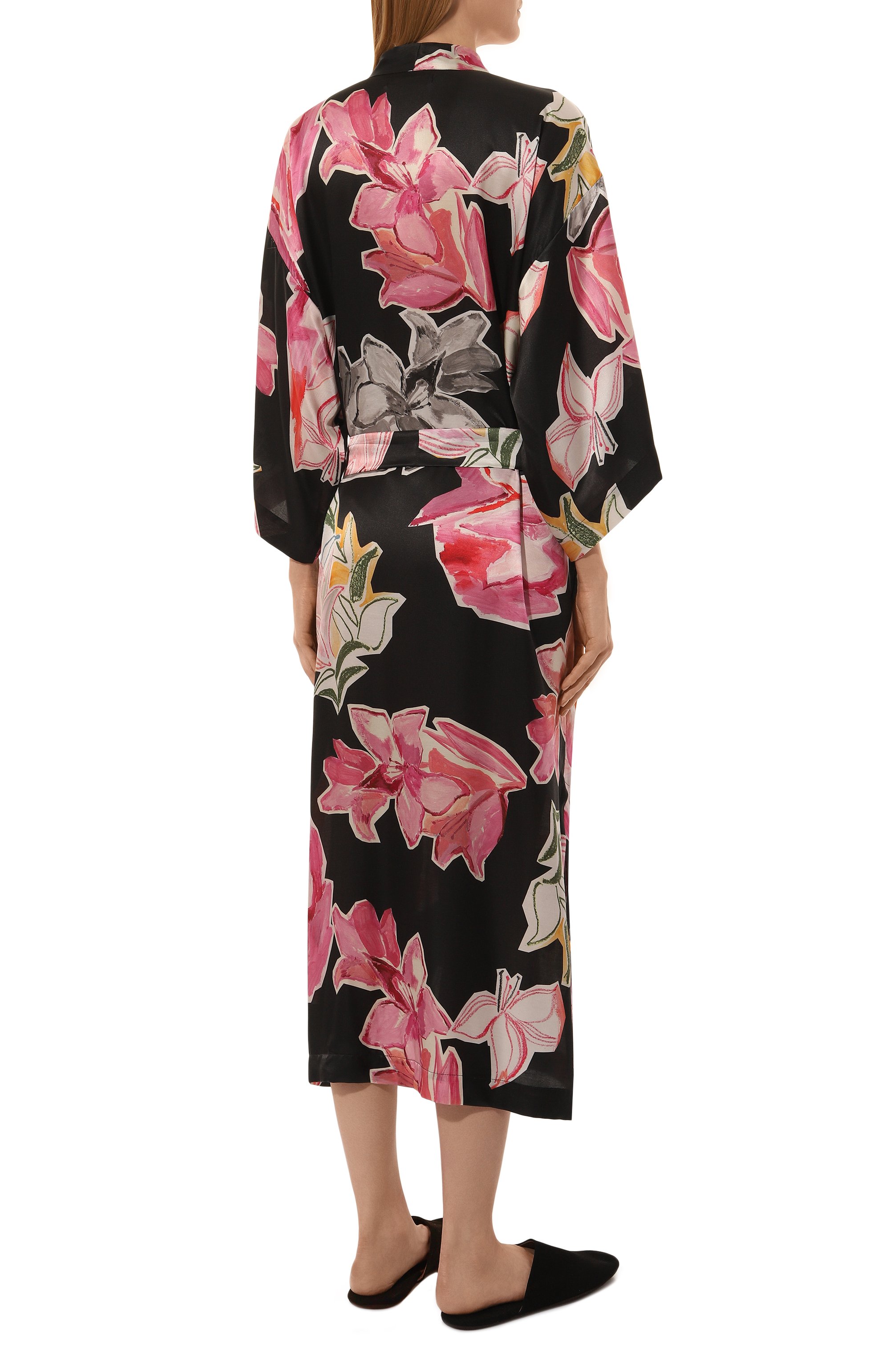 Халат из хлопка и шелка ANY WOWZERS черного цвета по цене 35000 руб., арт. ROBE01-MAXI-LILBLC, фото 4 Халат из хлопка и шелка ANY WOWZERS, арт. ROBE01-MAXI-LILBLC, фото 4