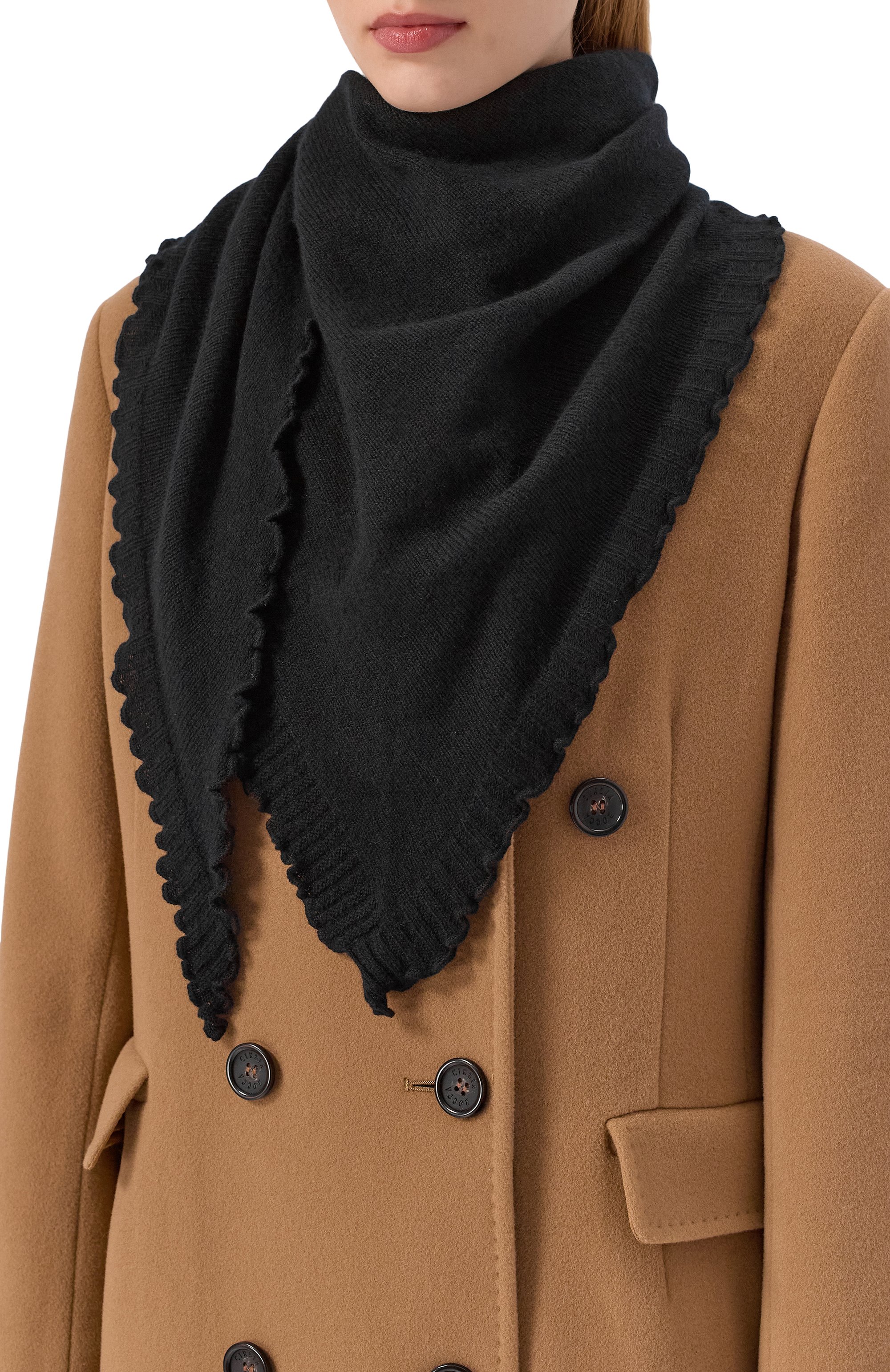 Кашемировый шарф ALLUDE черного цвета по цене 24550 руб., арт. 255/11220, фото 2 Кашемировый шарф ALLUDE, арт. 255/11220, фото 2