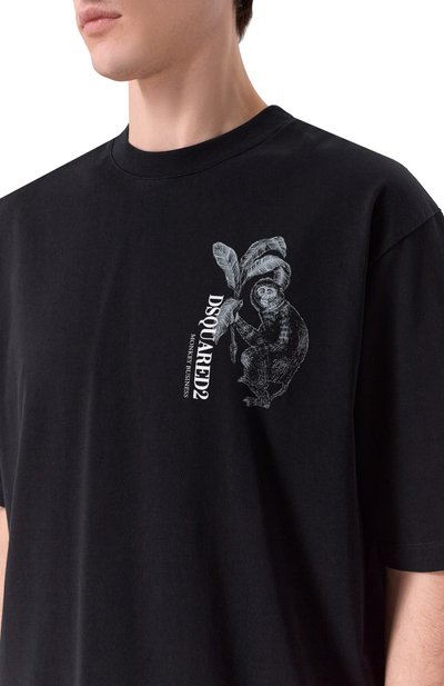 Хлопковая футболка DSQUARED2 черного цвета по цене 38700 руб., арт. S74GD1546/D20106, фото 5 Хлопковая футболка DSQUARED2, арт. S74GD1546/D20106, фото 5