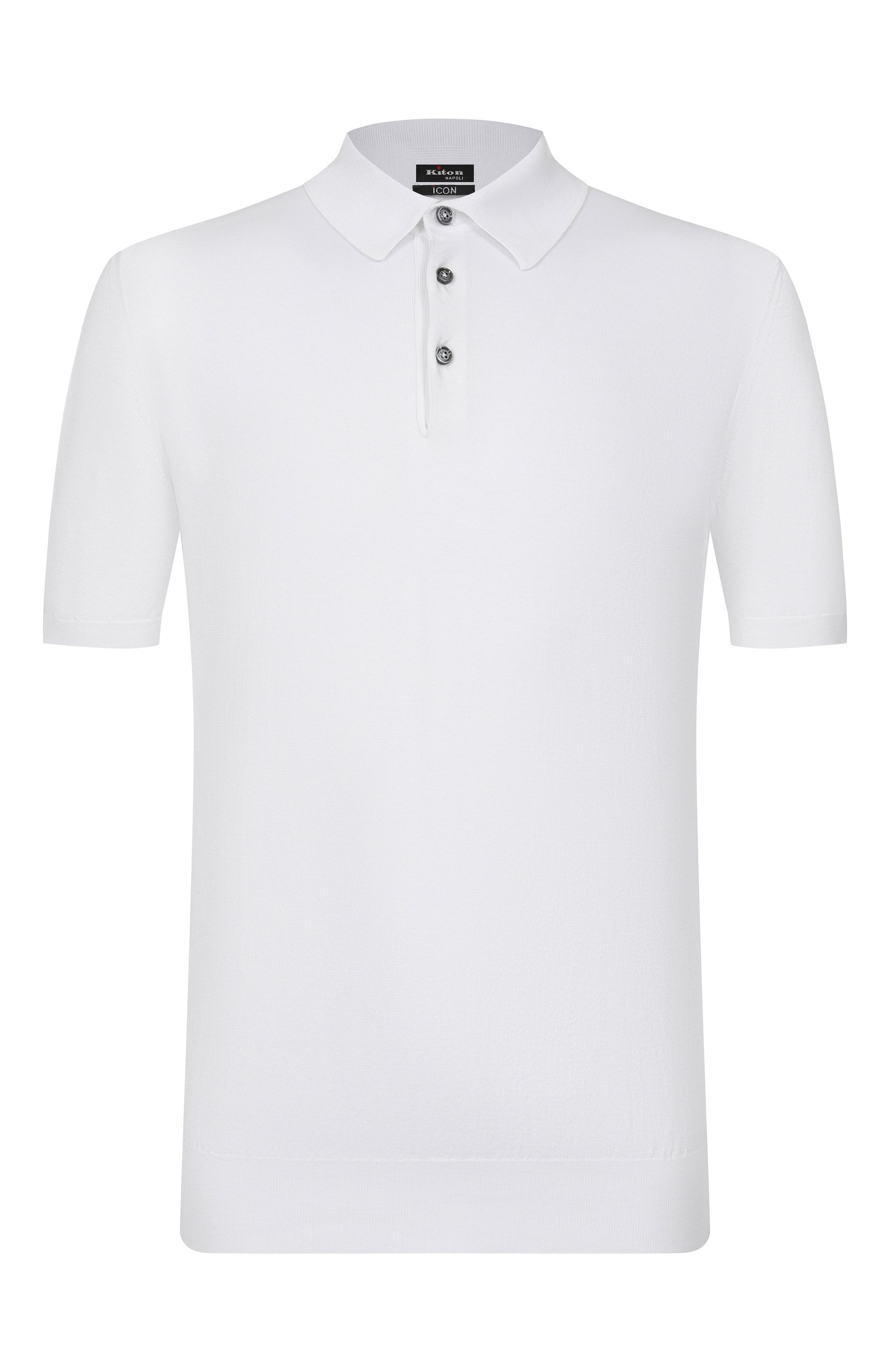 Хлопковое поло KITON белого цвета по цене 139000 руб., арт. UMKXX33, фото 1 Хлопковое поло KITON, арт. UMKXX33, фото 1
