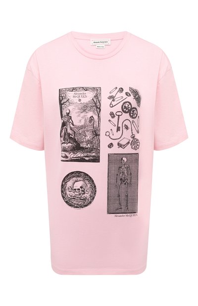 Хлопковая футболка ALEXANDER MCQUEEN розового цвета по цене 29050 руб., арт. 651389/QZACK, фото 1 Хлопковая футболка ALEXANDER MCQUEEN, арт. 651389/QZACK, фото 1