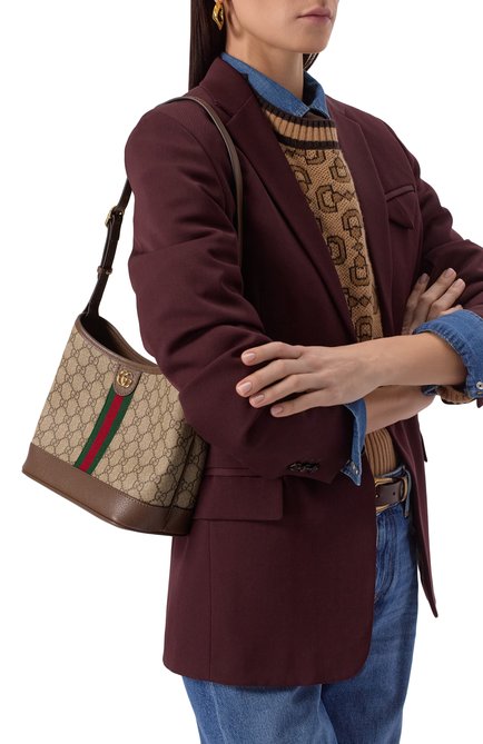 Женская сумка ophidia small GUCCI бежевого цвета, арт. 781402/96IWG | Фото 2 (Материал: Экокожа, Текстиль; Размер: small; Материал сплава: Проставлено; Драгоценные камни: Проставлено)