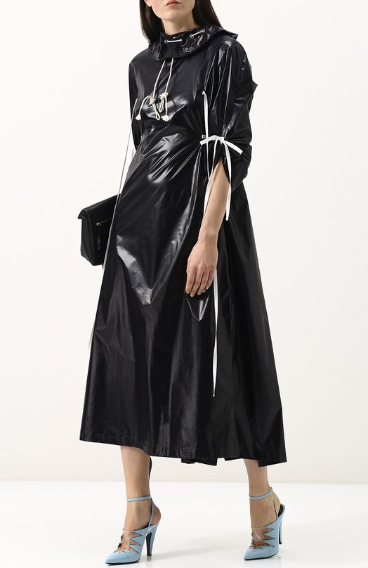 Платье-миди с контрастной отделкой и воротником-стойкой CALVIN KLEIN 205W39NYC Чёрный, фото 2