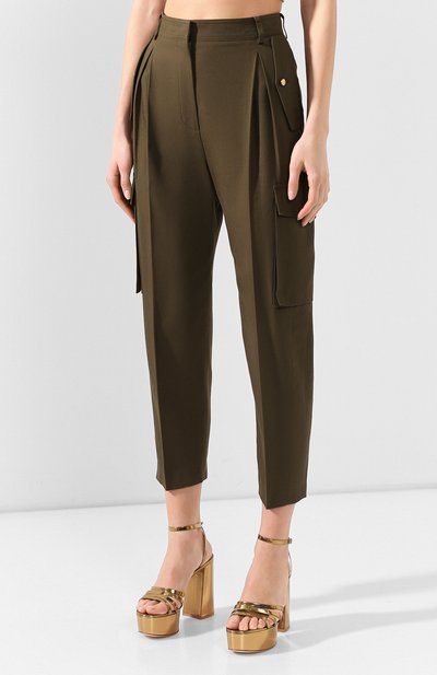 Хлопковые брюки ALEXANDER MCQUEEN хаки цвета по цене 107000 руб., арт. 606266/QFAAE, фото 3 Хлопковые брюки ALEXANDER MCQUEEN, арт. 606266/QFAAE, фото 3