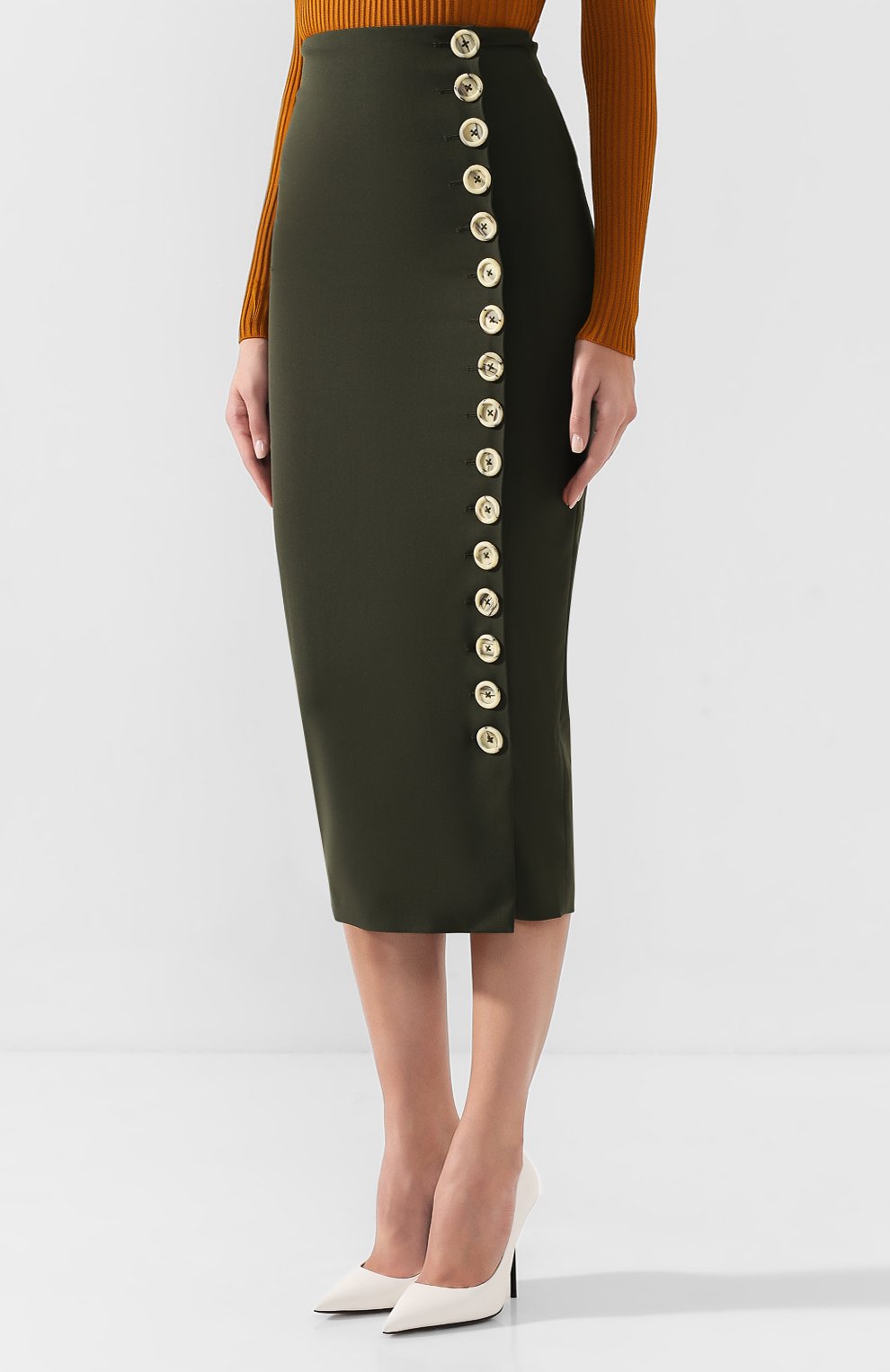 Юбка A.W.A.K.E. MODE хаки цвета по цене 34700 руб., арт. AW19.S05, фото 3 Юбка A.W.A.K.E. MODE, арт. AW19.S05, фото 3