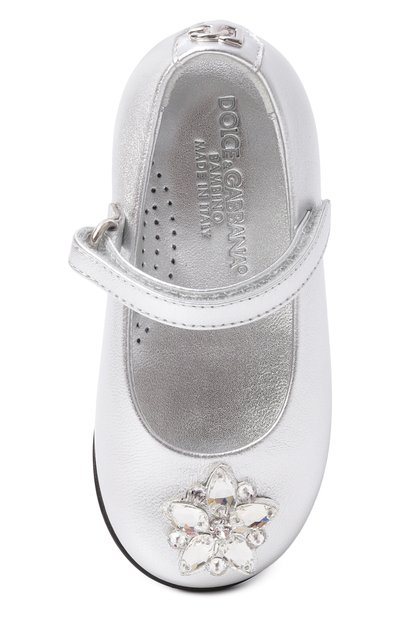 Кожаные балетки DOLCE & GABBANA серебряного цвета по цене 45300 руб., арт. D20108/AX261, фото 4 Кожаные балетки DOLCE & GABBANA, арт. D20108/AX261, фото 4