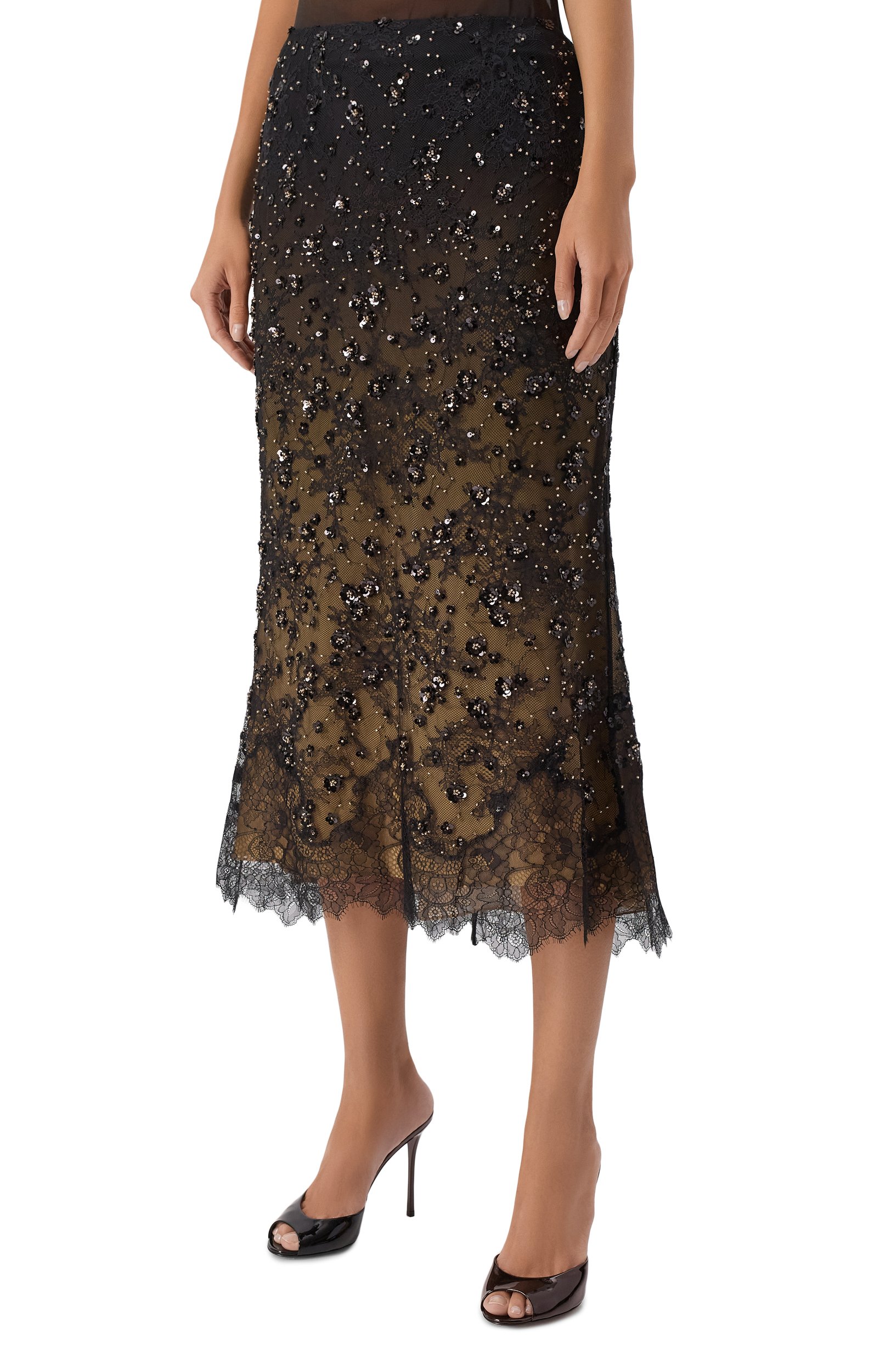 Юбка с отделкой пайетками ELIE SAAB черного цвета по цене 322000 руб., арт. SK366NP26/LAE04, фото 3 Юбка с отделкой пайетками ELIE SAAB, арт. SK366NP26/LAE04, фото 3