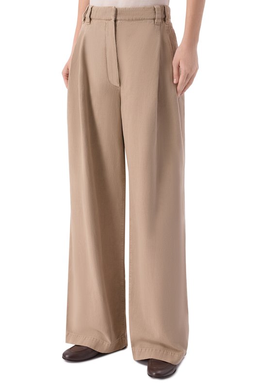Брюки из хлопка и льна Brunello Cucinelli ML996P5896 Бежевый  ML996P5896 Фото 3