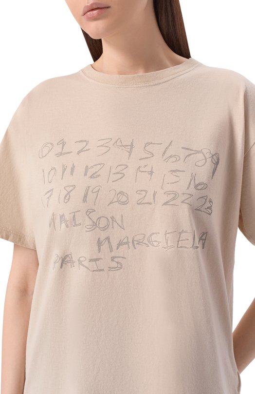 Хлопковая футболка Maison Margiela S51GC0544/S24575 Бежевый  S51GC0544/S24575 Фото 5