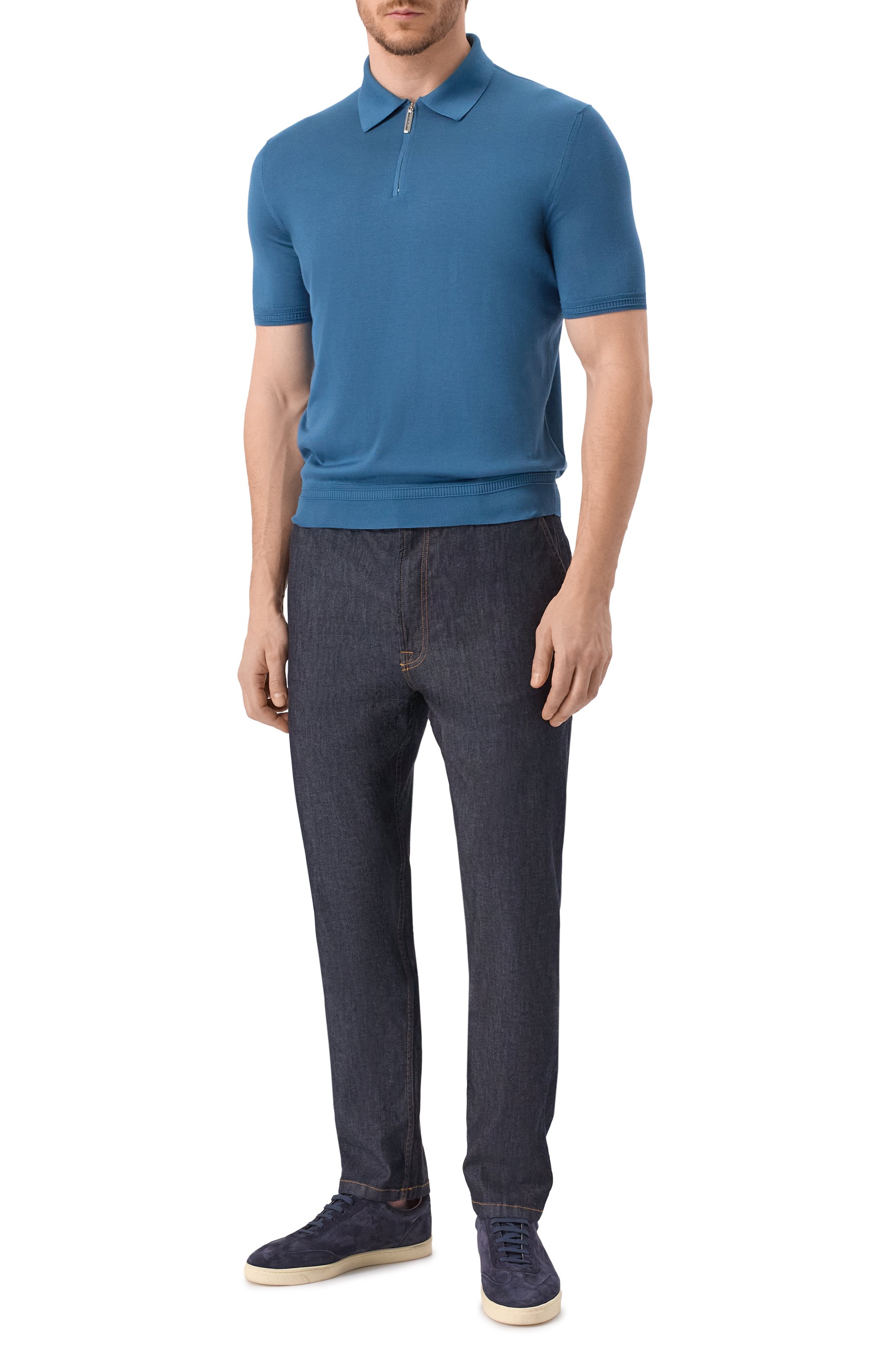 Шелковое поло STEFANO RICCI голубого цвета по цене 130000 руб., арт. K616215P31/F25101, фото 2 Шелковое поло STEFANO RICCI, арт. K616215P31/F25101, фото 2