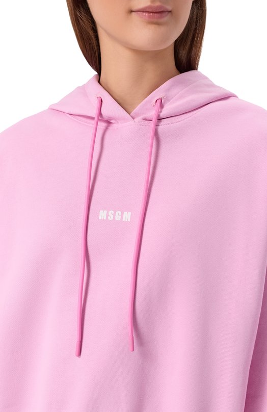 Хлопковое худи MSGM 4041MDM509/267000 Розовый  4041MDM509/267000 Фото 5