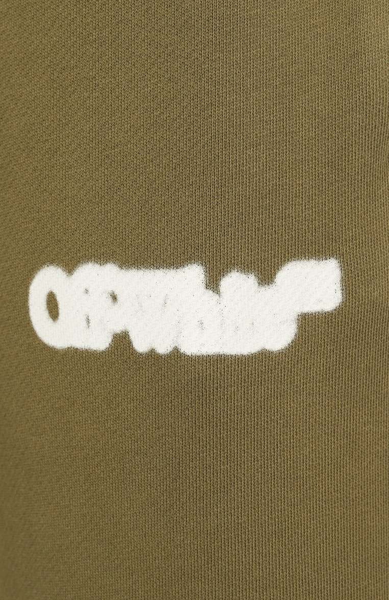 Мужские хлопковые джоггеры OFF-WHITE хаки цвета, арт. 0MCH057S25FLE001 | Фото 6 (Материал внешний: Хлопок; Стили: Спорт-шик, Милитари; Автоматизация ТО: Проставлено; Силуэт М (брюки): Джоггеры; Длина (брюки, джинсы): Стандартные; Автом�атизация состава: Проставлено)