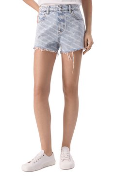 Женские джинсовые шорты ALEXANDER WANG голубого цвета, арт. 4DC2204781 | Фото 3 (Длина Ж (юбки, платья, шорты): Мини; Драгоценные камни: Проставлено; Материал сплава: Проставлено; Стили: Кэжуэл; Кросс-КТ: Деним; Материал внешний: Деним, Хлопок)