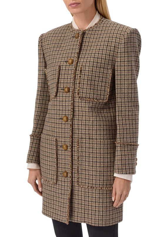 Шерстяное пальто Chloé CH26SMA14362 Коричневый  CH26SMA14362 Фото 3