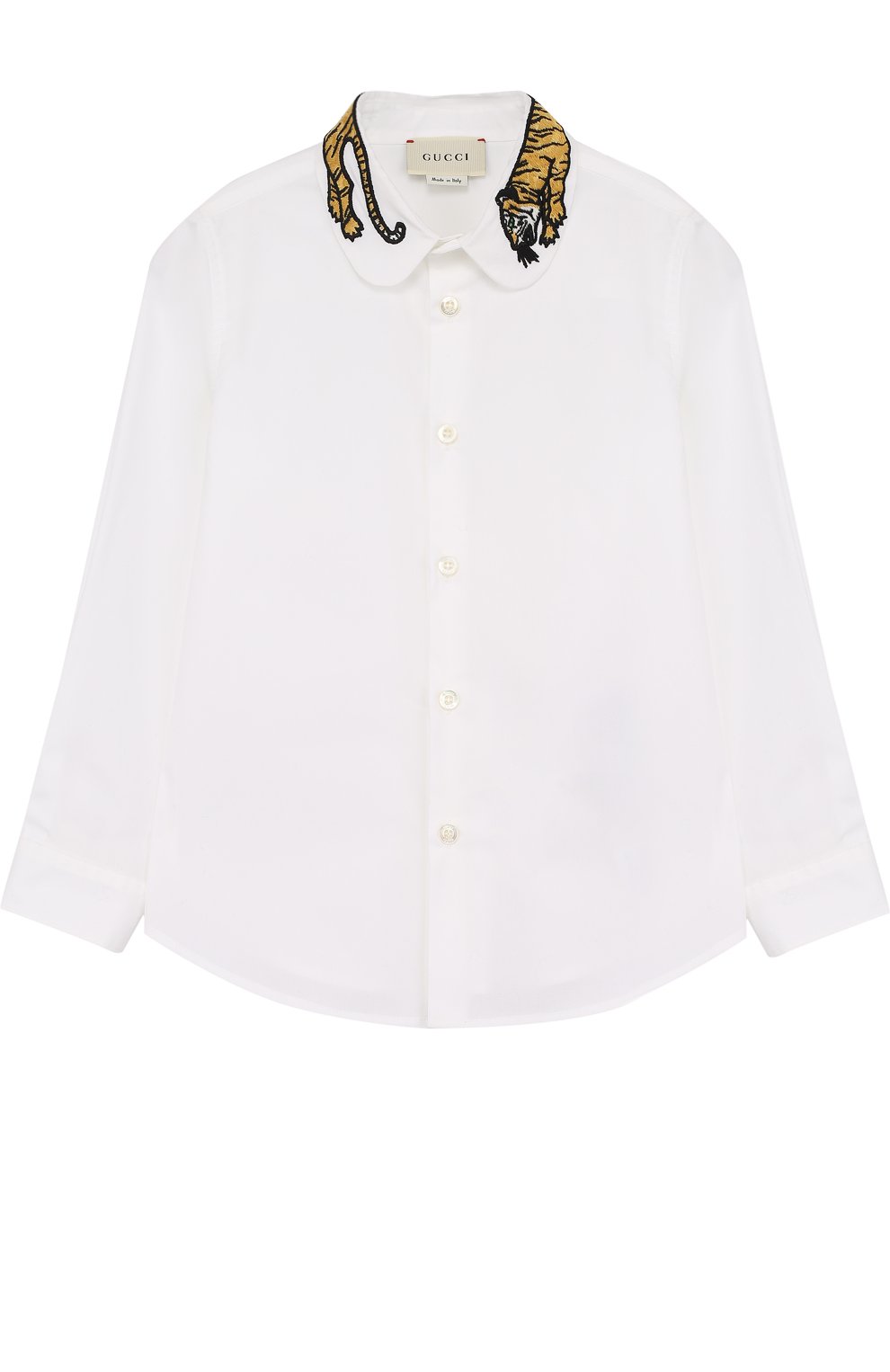 Хлопковая рубашка с аппликацией на воротнике GUCCI, арт. 479184/XBB75, фото 1