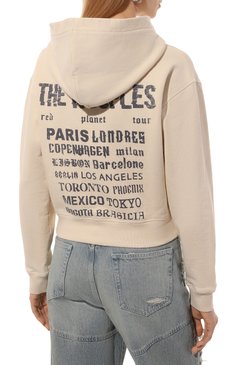 Женский хлопковое худи THE KOOPLES кремового цвета, арт. FSWE29023K | Фото 4 (Рукава: Длинные; Длина (для топов): Стандартные; Материал сплава: Проставлено; Драгоценные камни: Проставлено; Стили: Гранж; Женское Кросс-КТ: Худи-одежда; Материал внешний: Хлопок)
