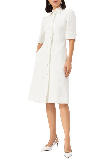 Твидовое платье DOLCE & GABBANA белого цвета по цене 282500 руб., арт. F6JJRT/HUMT9, фото 3 Твидовое платье DOLCE & GABBANA, арт. F6JJRT/HUMT9, фото 3