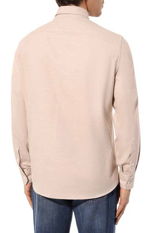 Хлопковая рубашка Brunello Cucinelli MA7520626 Бежевый  MA7520626 Фото 4