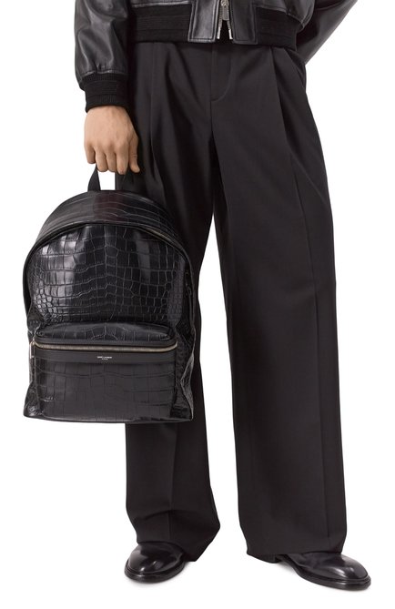 Мужской рюкзак city SAINT LAURENT черного цвета, арт. 534967/AAEJ0 | Фото 2 (Размер: large; Драгоценные камни: Проставлено; Материал: Натуральная кожа; Материал сплава: Проставлено; Ремень/цепочка: На ремешке)