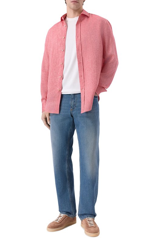 Льняная рубашка Brunello Cucinelli MM6840627 Розовый  MM6840627 Фото 2
