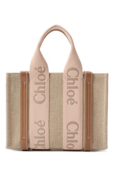 Женская сумка woody small CHLOÉ бежевого цвета, арт. CHC23AS397L17 | Фото 6 (Материал: Текстиль; Драгоценные камни: Проставлено; Ремень/цепочка: На ремешке; Размер: small; Материал сплава: Проставлено)
