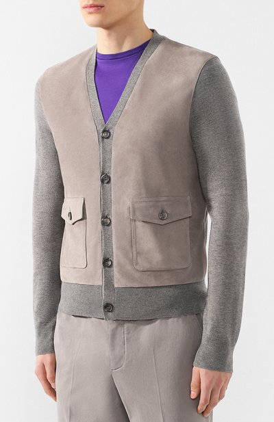 Кашемировый кардиган с кожаной отделкой RALPH LAUREN, арт. 790730588, фото 3