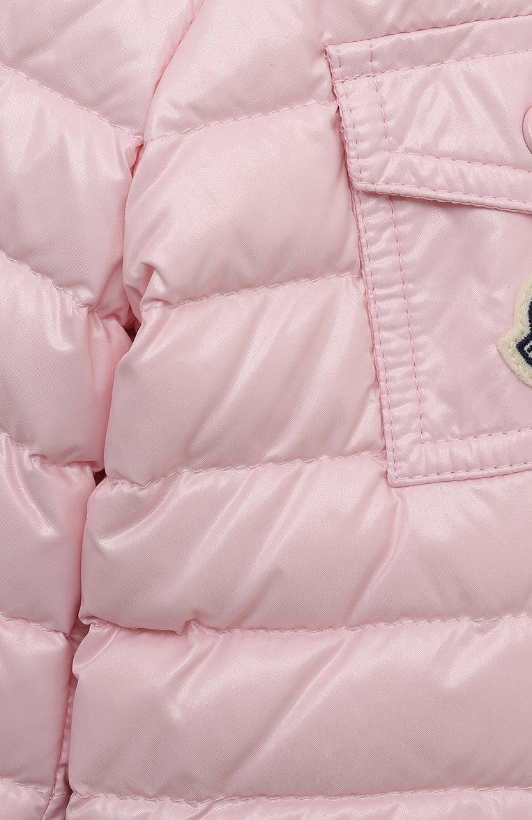 Детского утепленная куртка MONCLER светло-розового цвета, арт. 1A000-08-68950 | Фото 3 (Материал сплава: Проставлено; Нос: Не проставлено; Материал внешний: Синтетический материал; Кросс-КТ НВ: Куртки)