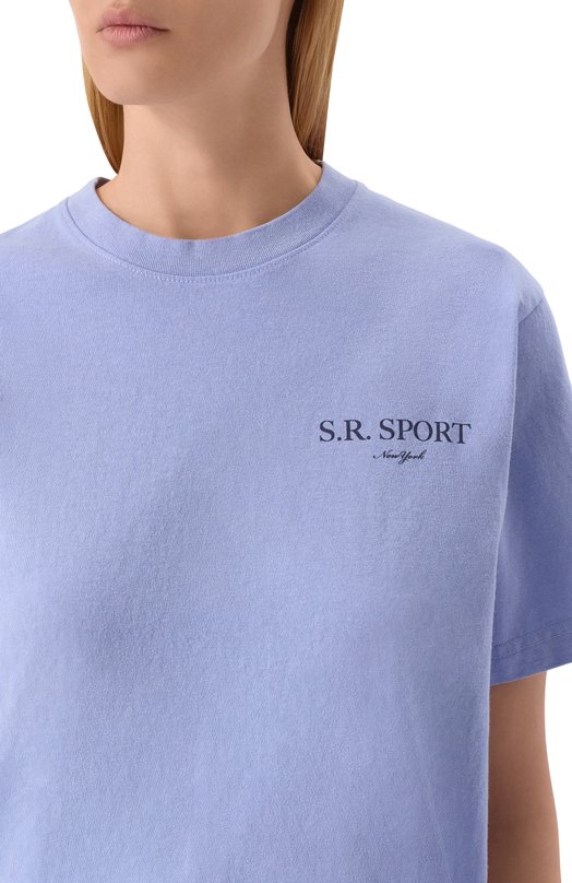 Хлопковая футболка Sporty and Rich T0043612201BL59 Голубой  T0043612201BL59 Фото 5